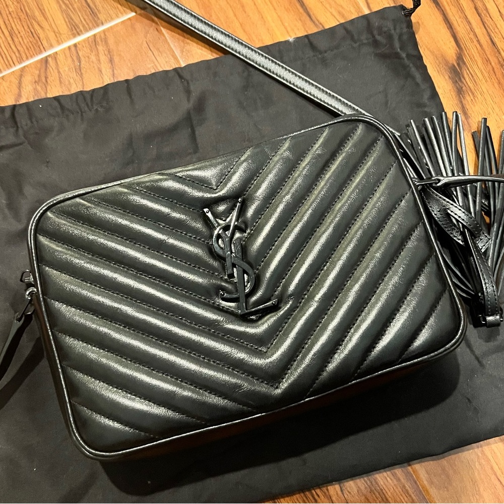Authentic Saint Laurent Lou Matelassé Calfskin Leather Camera Bag in GUC
